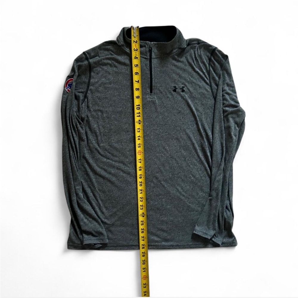 Grey Under Armour Pullover Quarter Zip W/ Chicago Cubs Patch on Sleeve Men’s L - Picture 2 of 7